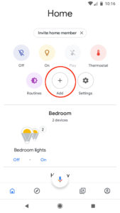 Google Home Add Button