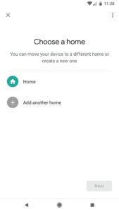 Google Home Choose a home