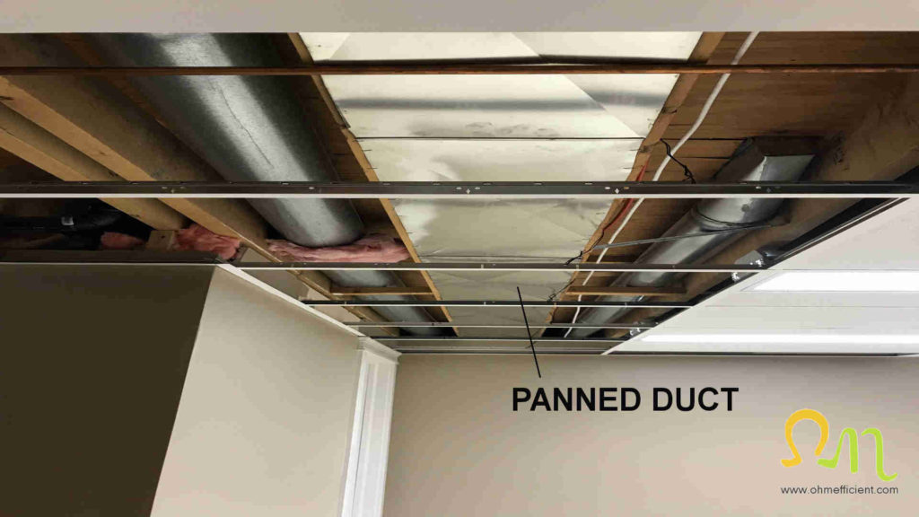 Panned floor joist cavity being used as a return duct