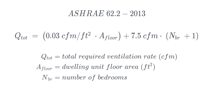 ASHRAE 62.2 2013 continuous ventilation rate
